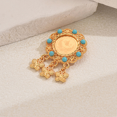 Flat Round Alloy Brooches for Backpack Clothes DX3825-1-1