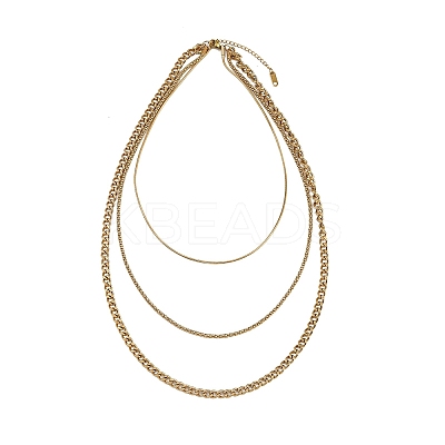 304 Stainless Steel Twisted Chain 3 Layer Necklaces for Women LS-NJEW-A057-02C-G-1