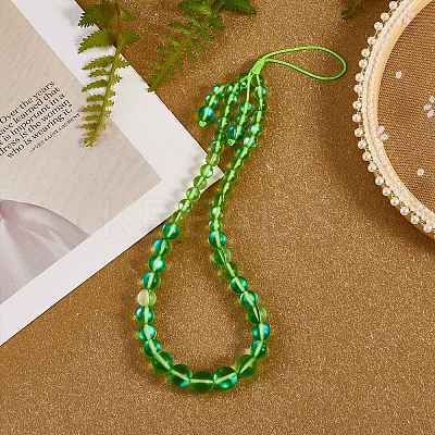 Round Synthetic Moonstone Beaded Mobile Straps HJEW-SW00042-02-1