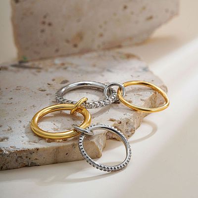 Brass Micro Pave Cubic Zirconia Finger Rings FS-WG6545E-07-1