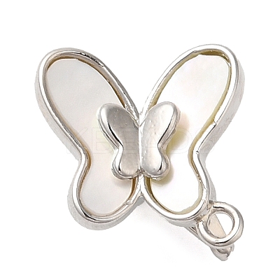 Brass with Natural Shell Fold Over Clasps KK-G505-27P-1