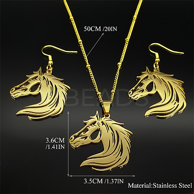 304 Stainless Steel Dangle Earrings & Pendant Necklaces Sets FS-WGE4488-02-1