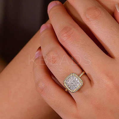Brass Micro Pave Cubic Zirconia Finger Rings for Women FS-WG378B2-03-1