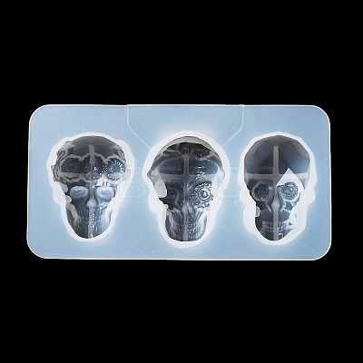 Halloween Theme Skull DIY Statue Silicone Molds DIY-P078-01B-1