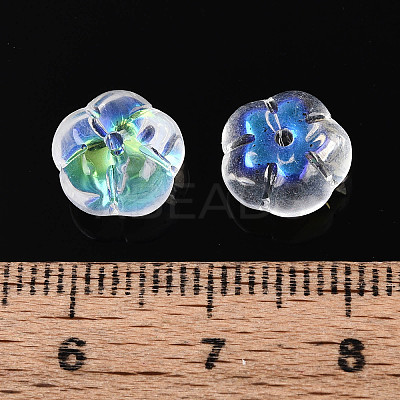 Electroplate Transparent Glass Flower Beads GLAA-T030-04-01-1