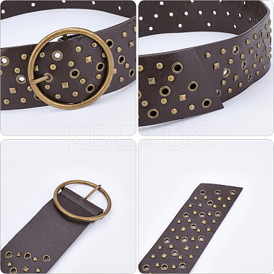 Antique Bronze Alloy Rivets PU Leather Wide Waist Belts AJEW-WH20098-074B-02-1