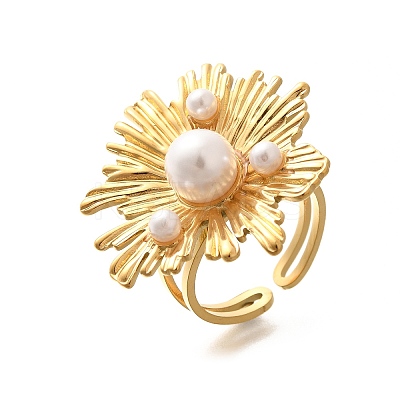 304 Stainless Steel Flower Open Cuff Rings for Women LS-STAS-Z108-04G-1