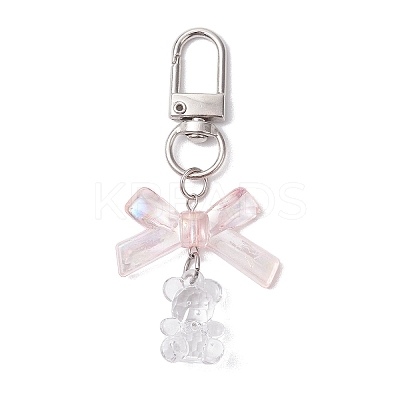 Acrylic Bowknot & Bear Pendant Decorations HJEW-JM02547-1