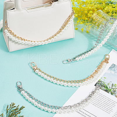 4Pcs 2 Colors ABS Imitation Pearl Beads Mobile Straps AJEW-BBC0002-45-1