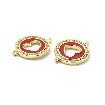 Brass Micro Pave Clear Cubic Zirconia Connector Charms KK-E068-VB053-2-1