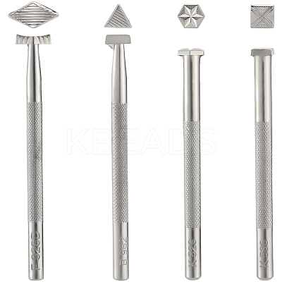 4Pcs 4 Styles DIY Alloy Leather Carving Embossing Tool FIND-BBC0004-28-1