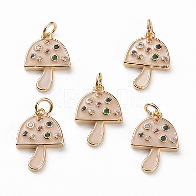 Brass Micro Pave Colorful Cubic Zirconia Pendants X-KK-C100-09G-1