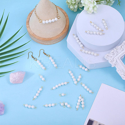 30Pcs 5 Styles Round Shell Pearl Connector Charms PALLOY-CA00023-1