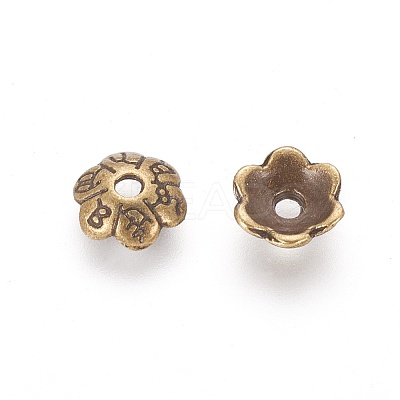 6-Petal Tibetan Style Alloy Flower Bead Caps X-TIBEB-P002-03AB-NR-1