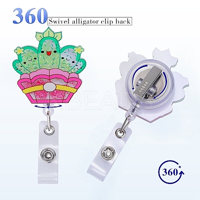 Rhinestone Quicksand Effect Acrylic & ABS Plastic Badge Reel AJEW-SZ0002-48F-1
