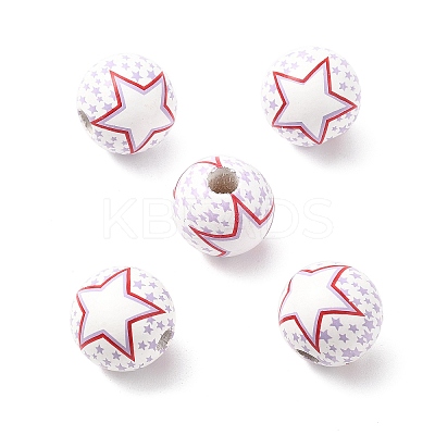 Independence Day Themes Wood European Beads LS-WOOD-I014-01F-1