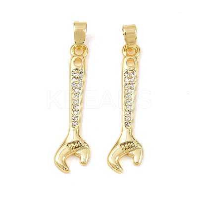 Brass Micro Pave Clear Cubic Zirconia Pendants KK-G549-16C-G-1