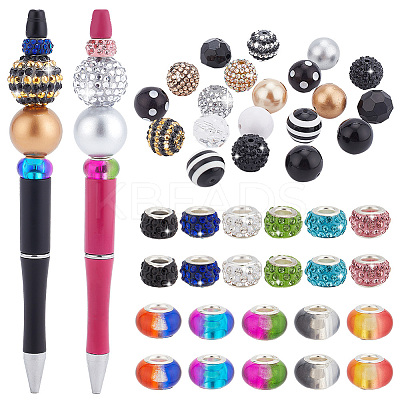 42Pcs Acrylic & Resin & Polymer Clay Rhinestone Large Hole Beads FIND-PH0007-86-1