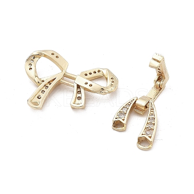 Brass Clear Cubic Zirconia Fold Over Clasps LS-KK-M306-03G-1