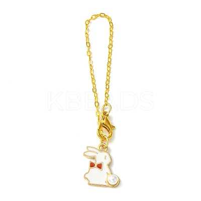 Alloy Enamel Rabbit Cup Pendant Decorations HJEW-JM01753-02-1