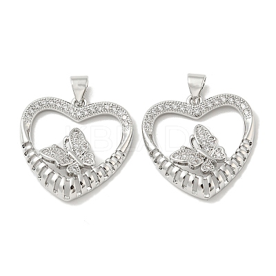Rack Plating Brass Micro Pave Cubic Zirconia Pendants KK-F869-17P-1