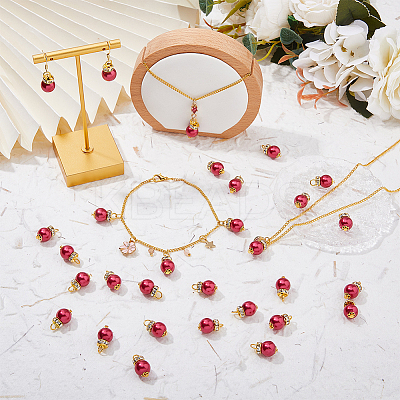 80Pcs Glass Pearl Pendants PALLOY-FH00015-1