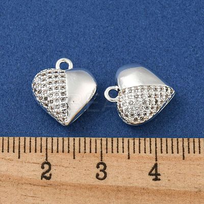Brass Micro Pave Clear Cubic Zirconia Charms KK-Z057-05S-1
