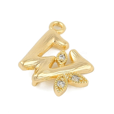 Brass Crystal Rhinestone Letter Links Connector Charms KK-S395-06G-W-1