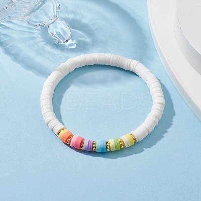 Polymer Clay Heishi Surfer Stretch Bracelet BJEW-JB09642-01-1