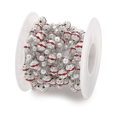 Handmade ABS Imitation Pearl & Rhinestone Round Chains CHS-L028-03P-02-1