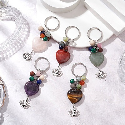 Natural & Synthetic Gemstone Keychain KEYC-JKC01155-1