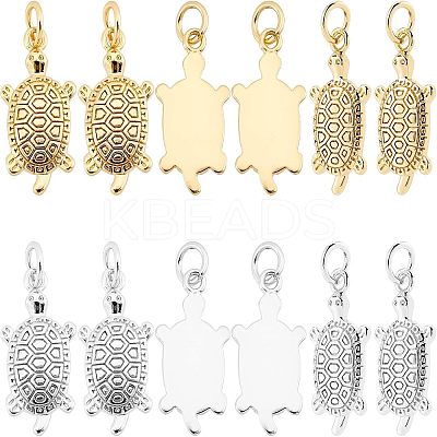 12Pcs 2 Colors Brass Micro Pave Clear Cubic Zirconia Pendants ZIRC-FH0001-29-1