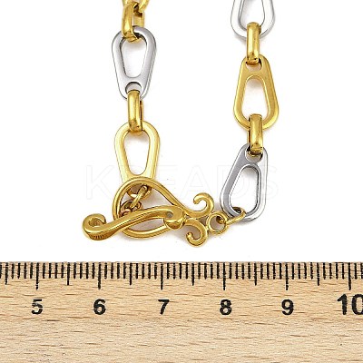 Two Tone 304 Stainless Steel Teardrop Link Chain Necklaces NJEW-C092-02GP-1