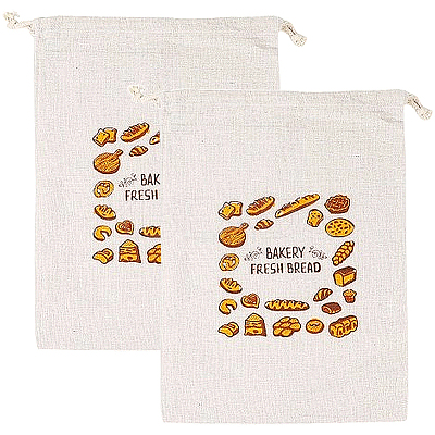 2Pcs Linen Bread Print Pouches AJEW-CP0003-81B-1