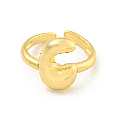 Brass Letter Open Cuff Rings for Women RJEW-G313-01C-G-1