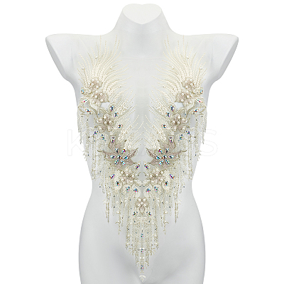 Polyester Embroidered Floral Lace Rhinestone Collar DIY-WH0304-901D-1
