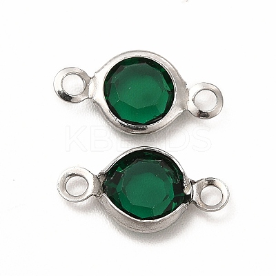 304 Stainless Steel with Glass Connector Charms STAS-G305-08P-1
