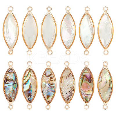 12Pcs 2 Colors Shell Paper Resin Connector Charms KK-BC0012-73-1