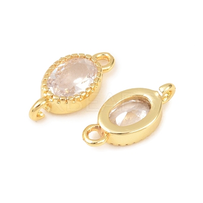 Brass Pave Cubic Zirconia Oval Connector Charms KK-P348-07G-03-1