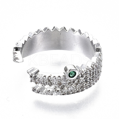 Brass Micro Pave Clear Cubic Zirconia Cuff Rings RJEW-S045-021P-NR-1