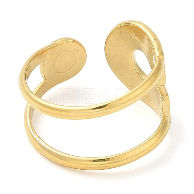 304 Stainless Steel Double Layer Open Cuff Ring for Women RJEW-I098-27G-1