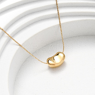 304 Stainless Steel Bean Pendant Necklaces for Women NJEW-K255-40G-1