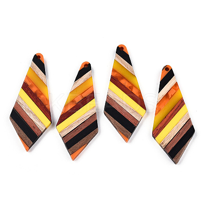 Transparent Resin & Walnut Wood Big Pendants X-RESI-TAC0017-48-B01-1
