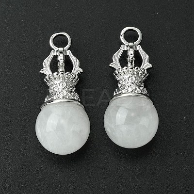 Natural Quartz Crystal Round Pendants G-C114-04P-18-1