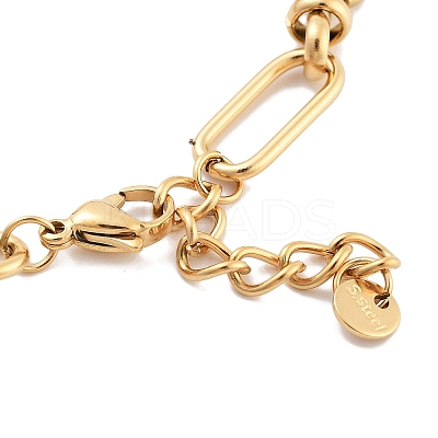 Golden Tone 304 Stainless Steel Enamel Rectangle Link Chain Bracelets for Women BJEW-K249-03G-01-1