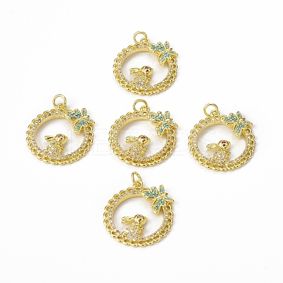 Brass Micro Pave Cubic Zirconia Pendants KK-E068-VB006-1
