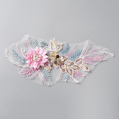 Flower Pattern 3D Computerized Embroidered Appliques DIY-WH0410-10B-1