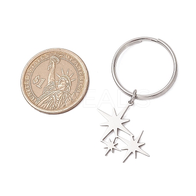 6Pcs 201 Stainless Steel Keychain KEYC-JKC01184-1