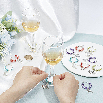 Bird Tibetan Style Alloy Wine Glass Charms AJEW-AB00067-1