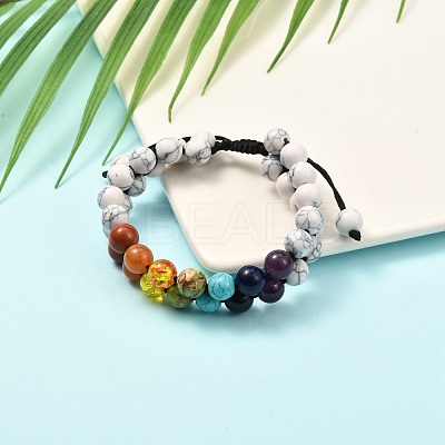 Round Synthetic Howlite & Mixed Stone Braided Bead Bracelet for Girl Wome X1-BJEW-JB06961-02-1